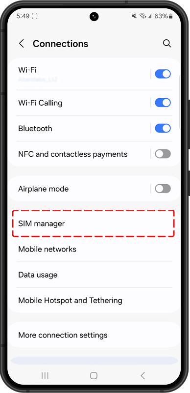 2. Go to SIM manager