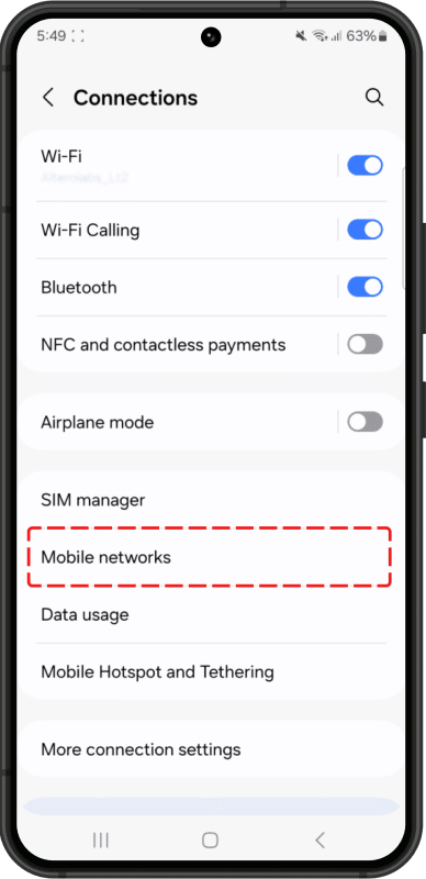 10. Navigate to Connections menu