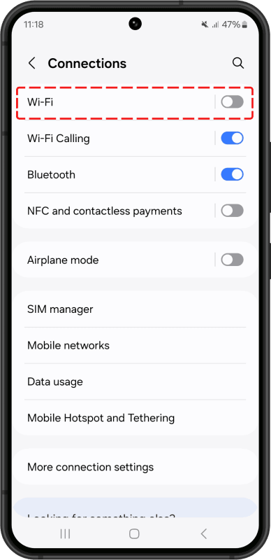12. Turn off “Wifi”